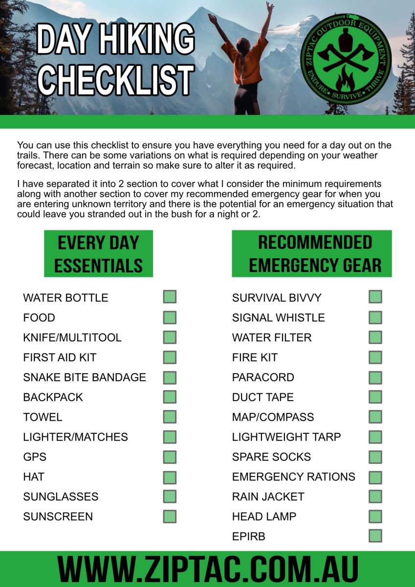 Day Hiking Checklist